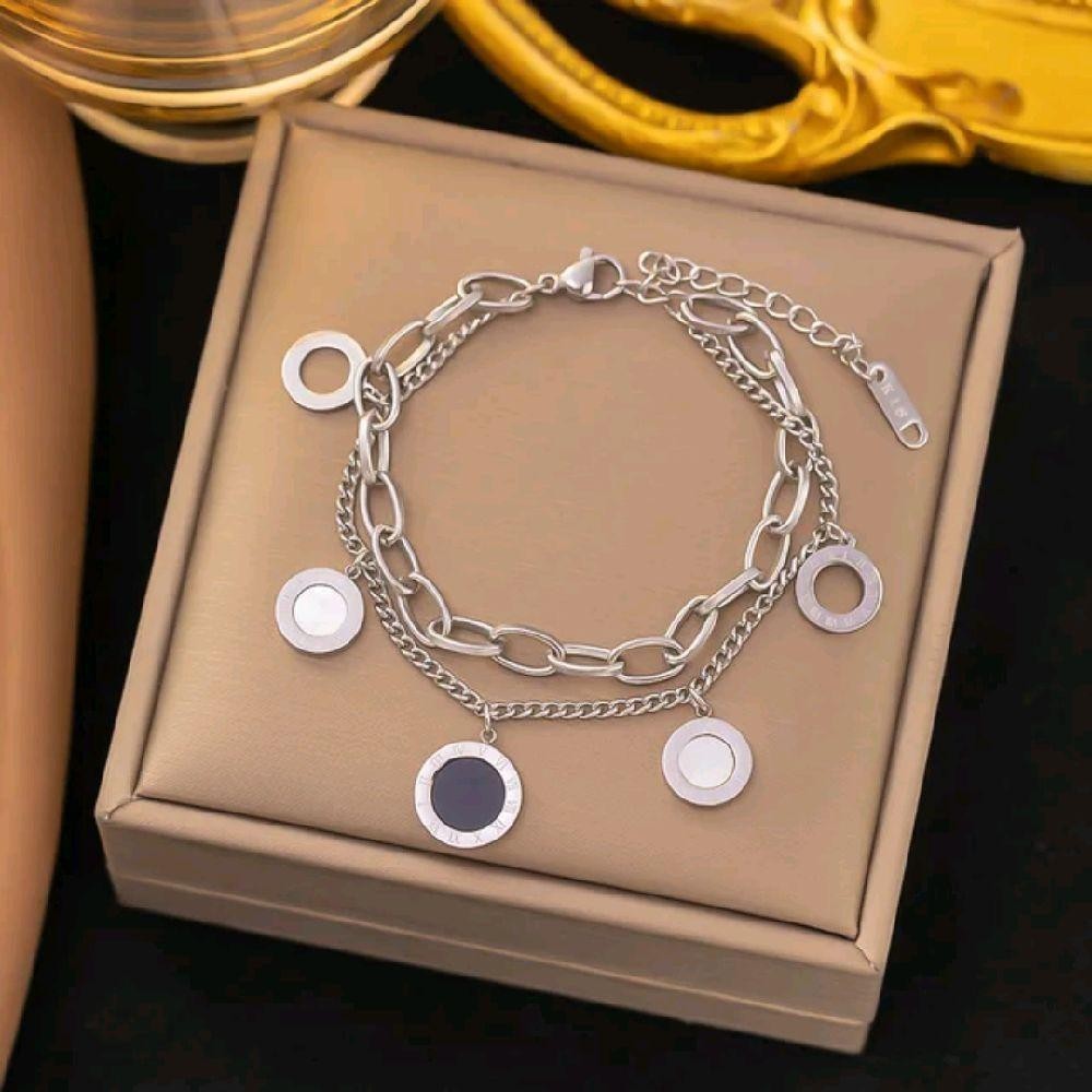 Gelang Rantai Modern Batu Kristal Hitam Korea Style Elegan