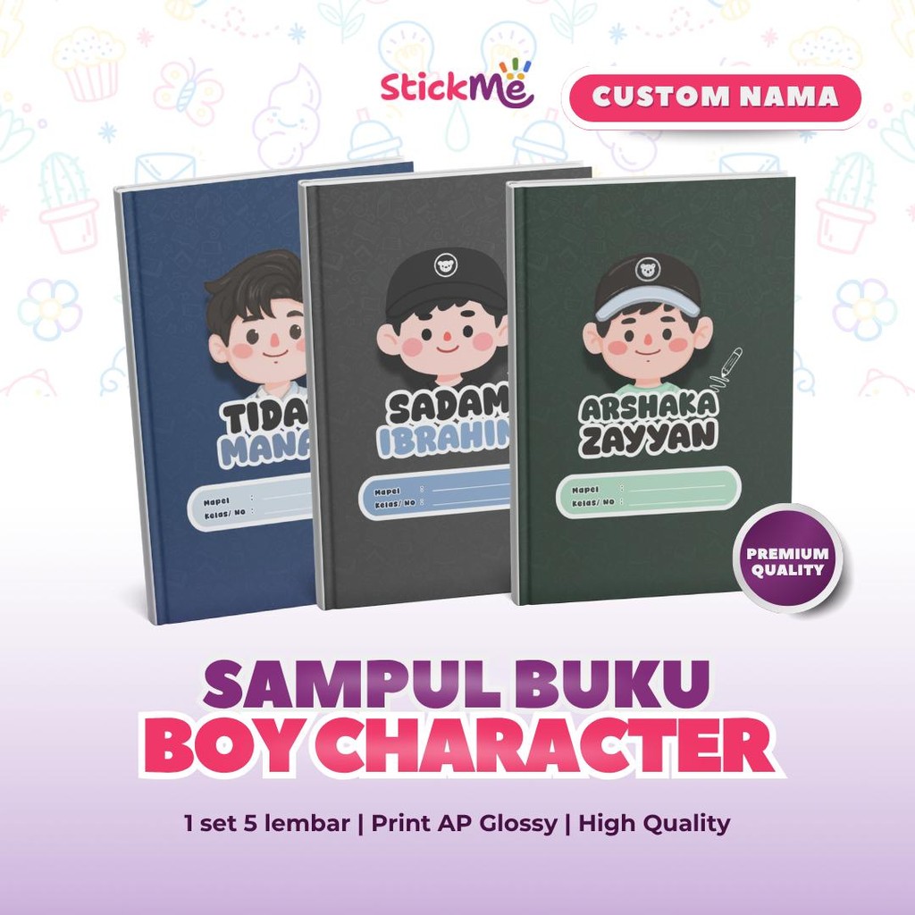 

Stickme Custom Nama Sampul Buku Boy Character Series Untuk Buku Tulis Sekolah A5 Standart Back to School