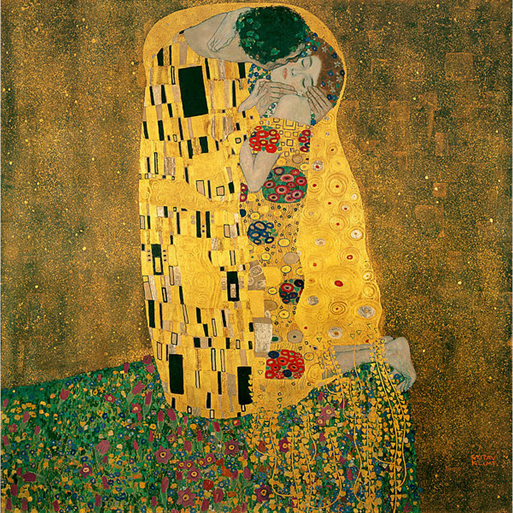 

Famous Oil Painting Reproduction on Linen Canvas,The Kiss by Gustav Klimt,100% Handmade,Museam Quality