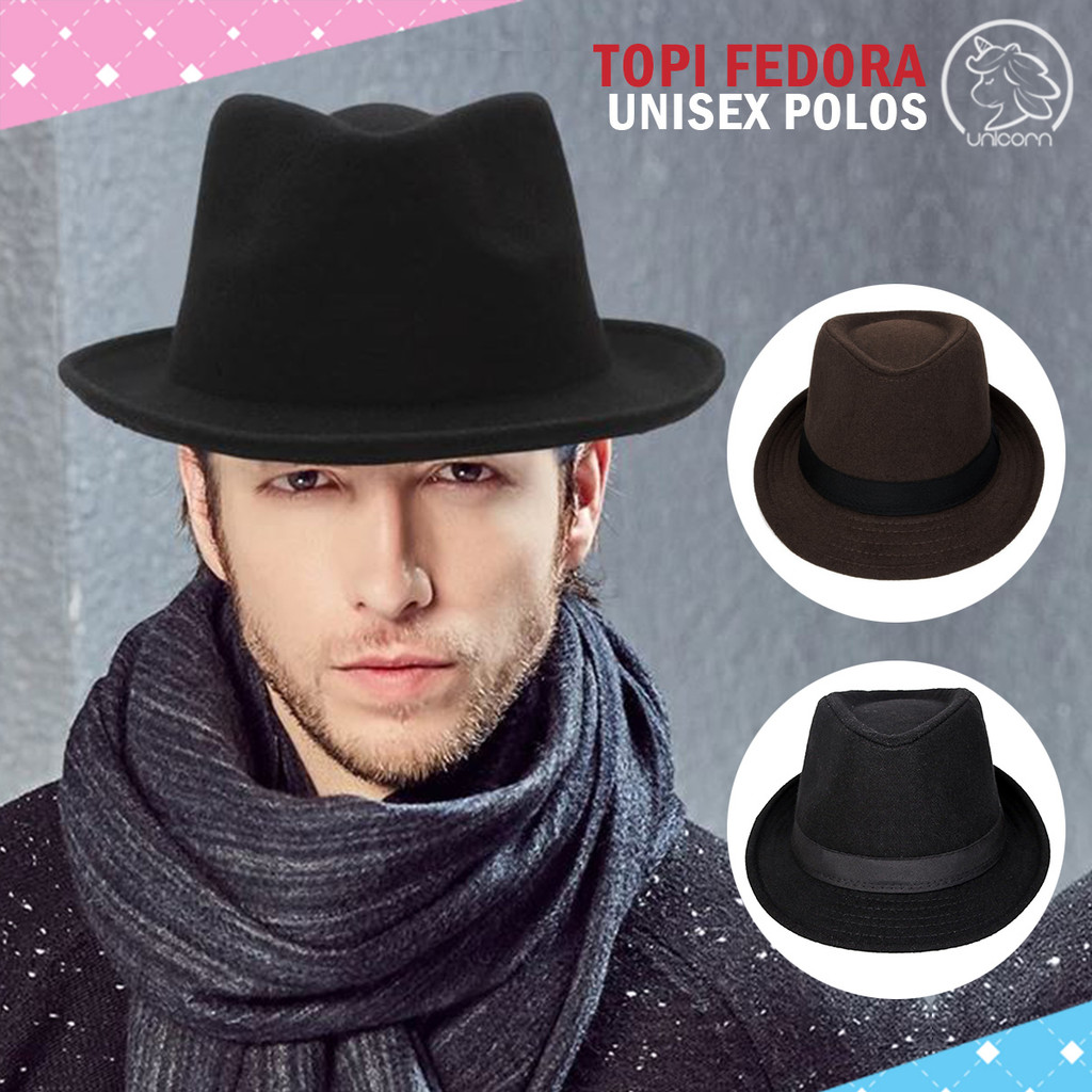 TOPI Fedora Polos Unisex Bahan Laken Style Vintage Jazz Casual