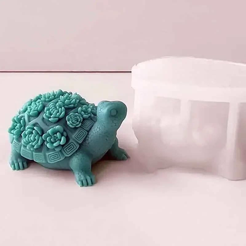 

3D Turtle Silicone Mould DIY Succulent Flowers Turtle Candle Gypsum Handicraft Resin Cement Mold Handcrafted Soap Making Tools