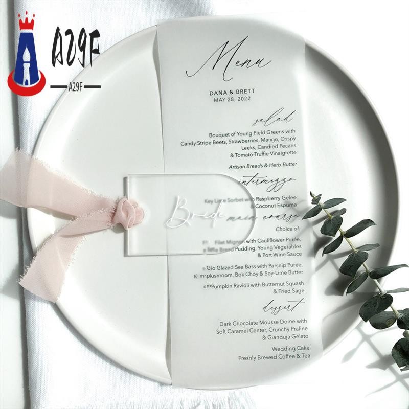 

A29F-Frosted Acrylic Wedding Blank Place Card Clear Arch Gift Tag Name Plate Seating Chart DIY Mark Place For Party