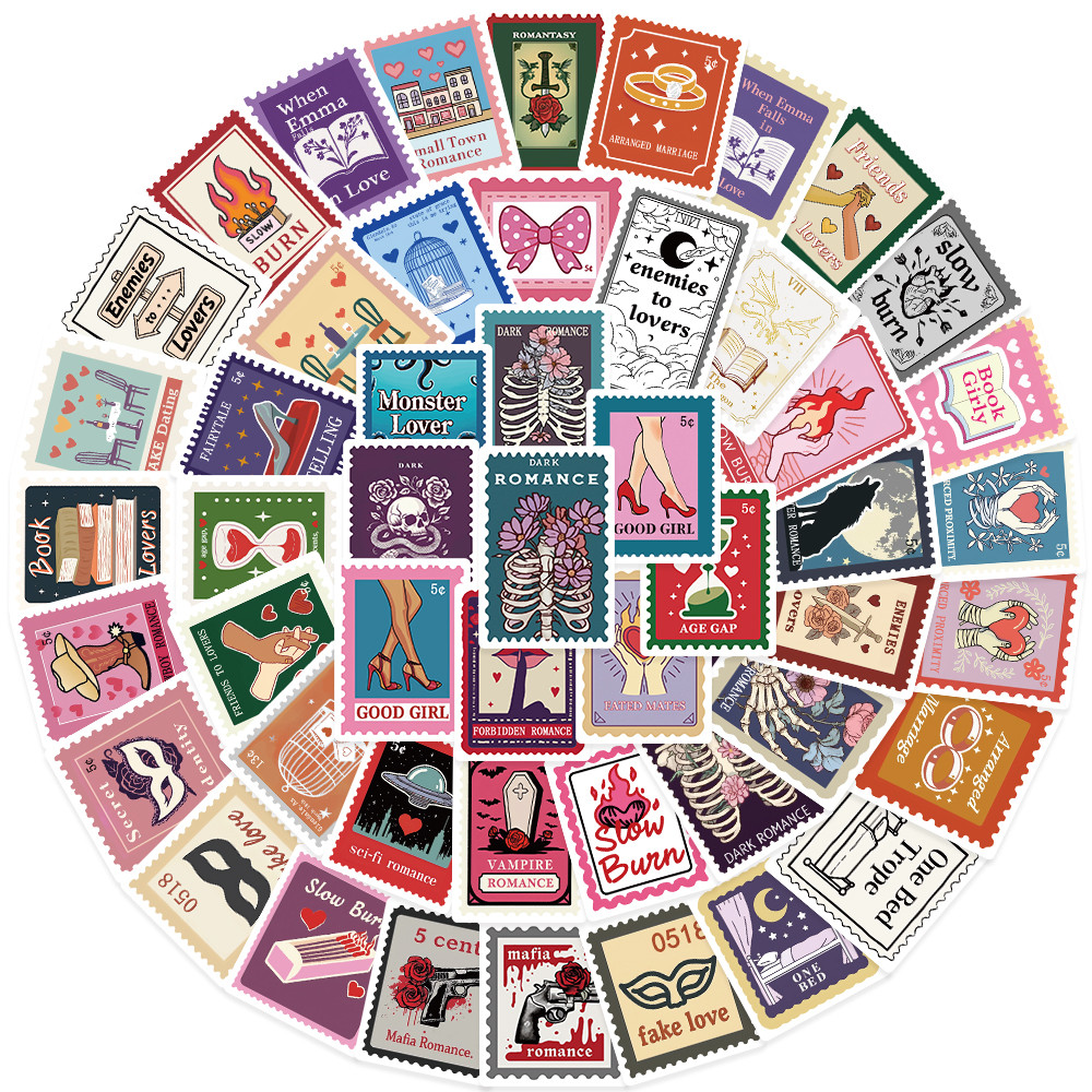 

50pcs Aesthetic Book Trope Stickers Cartoon Dark Romance Stickers For Laptop Phone Guitar Scrapbook Waterproof Vinyl Decals
