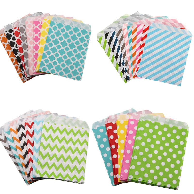 

25pcs Multicolor Paper Bag Food Packaging Bag Guest Gift Bag Wedding Birthday Party Candy Bag Baby Shower Gender Reveal Gift Bag