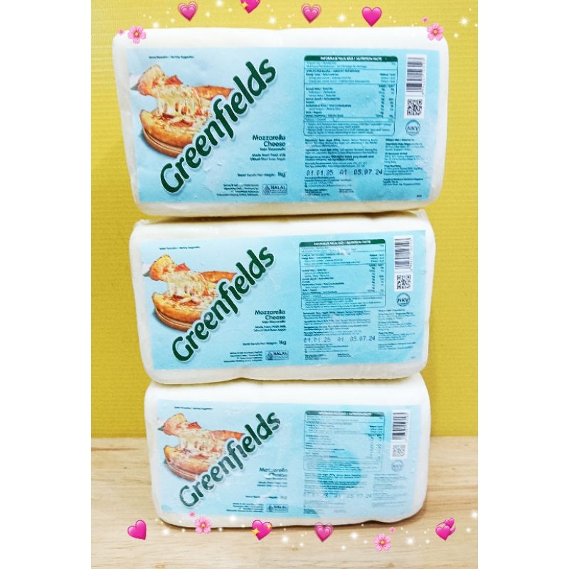 

GREENFIELDS MOZZARELLA CHEESE 1KG/KEJU MOZZARELLA/MOZZARELLA/TOPING PIZZA