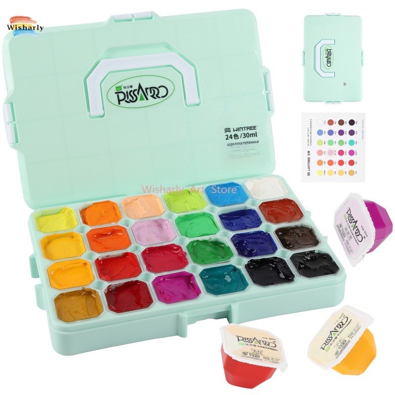 

24 Colors 30ml Jelly Cup Gouache Set for Adults Rich Pigmented Creamy Texture Non-Toxic Water-Based Paint for Art Illustration
