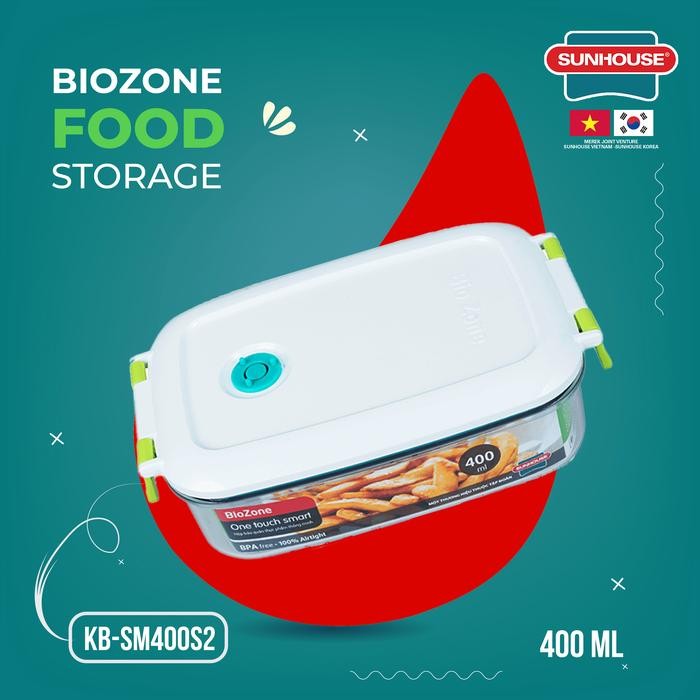 Sunhouse KB-SM400S2 Kotak Penyimpan Makanan Biozone 400 ml 1 Pcs