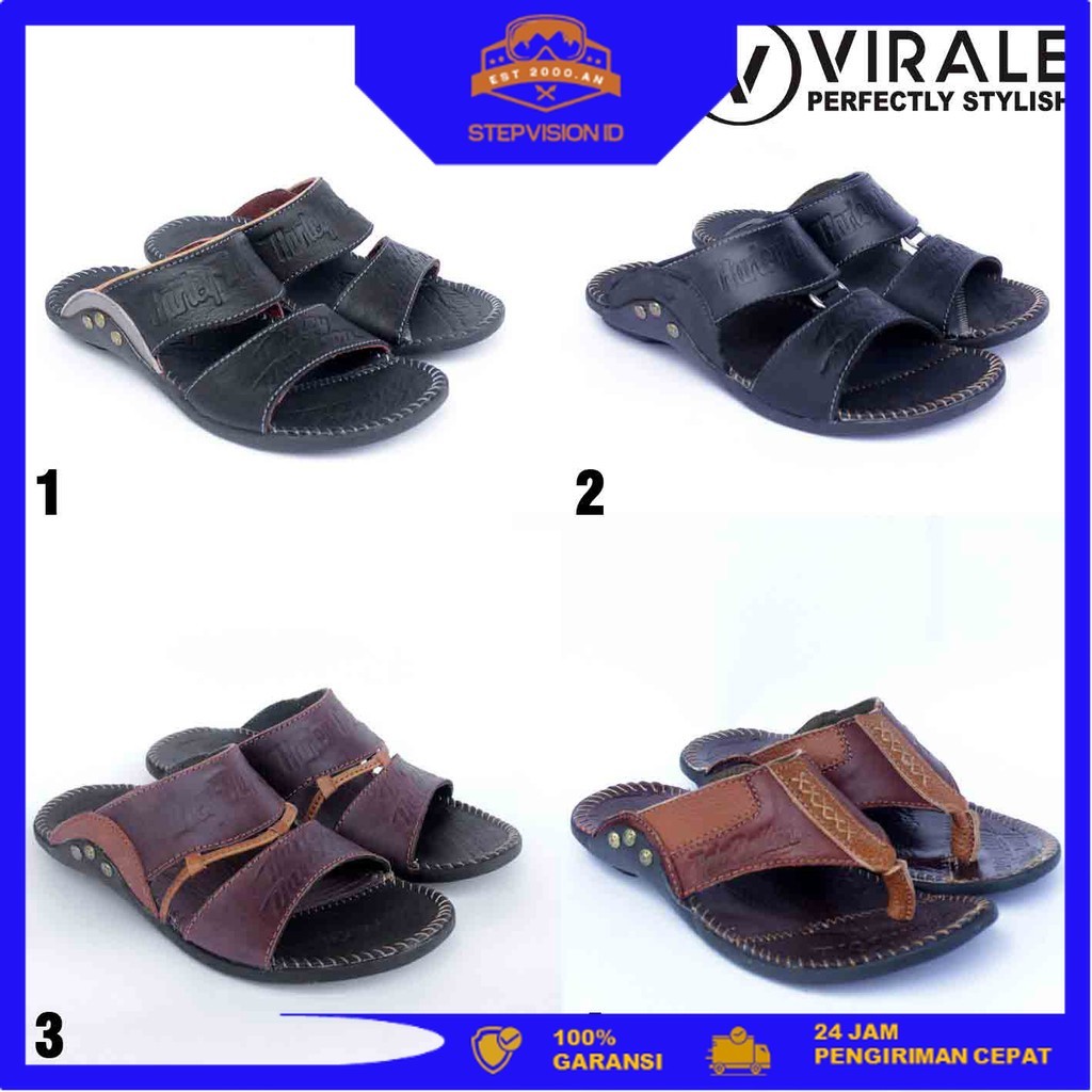 Sandal Pria Kulit Asli - Sandal Selop Pria - Sandal 100% Kulit Asli [StepVision ID]