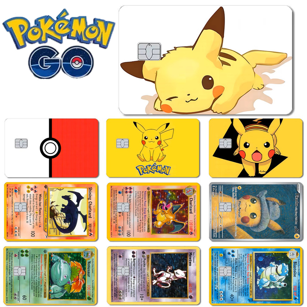 

Anime Pokemon Pikachu PVC Stickers Blastoise Matte Frosted Decoration Waterproof Film Skin Sticker for Debit Credit Bank Card
