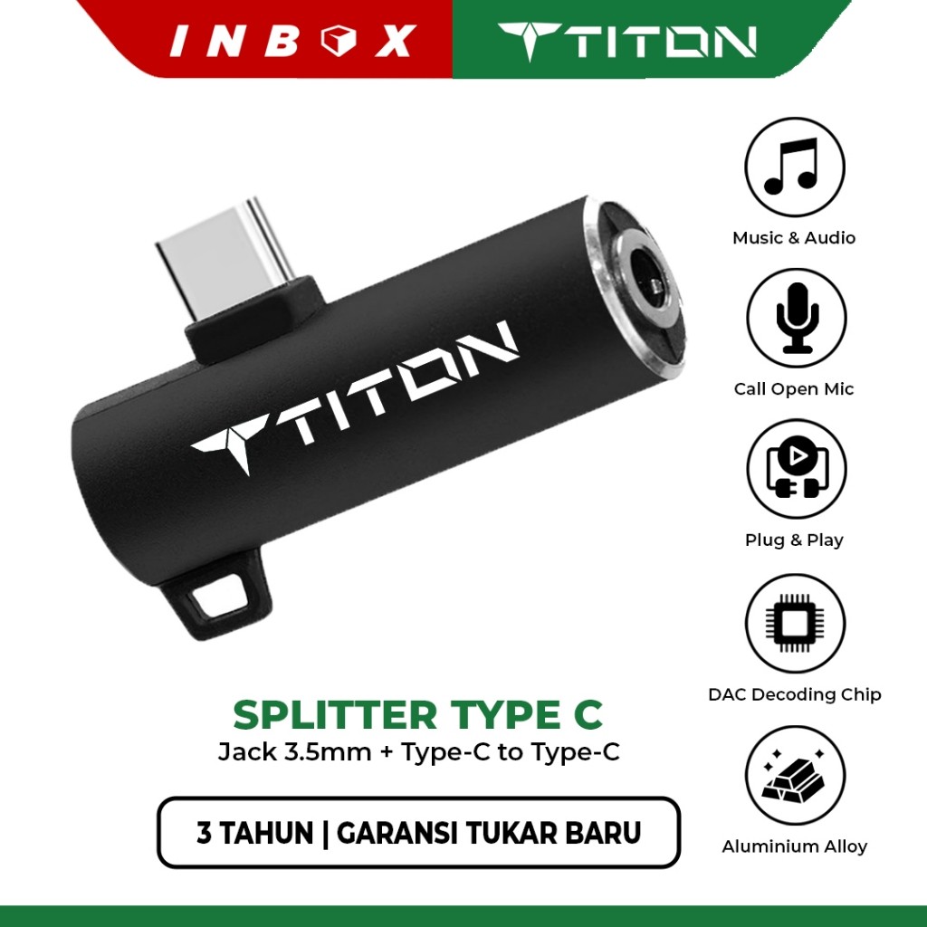 TITON Splitter Converter DAC Chip Jack 3.5mm Audio and Type C to Type C Adapter Adaptor OTG for Sams