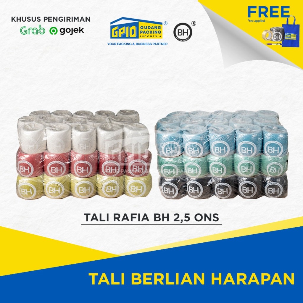 

(GOSEND/GRAB) BH - Tali Rafia 2.5 ons (Hitam / Putih / Warna)