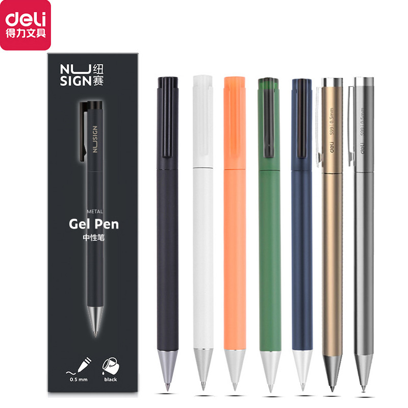

Deli Nusign Metal Gel Pen Set Sign Pen Rollerball Pучка Caneta Gel 0.5MM PREMEC Switzerland Refill Office School Supplier