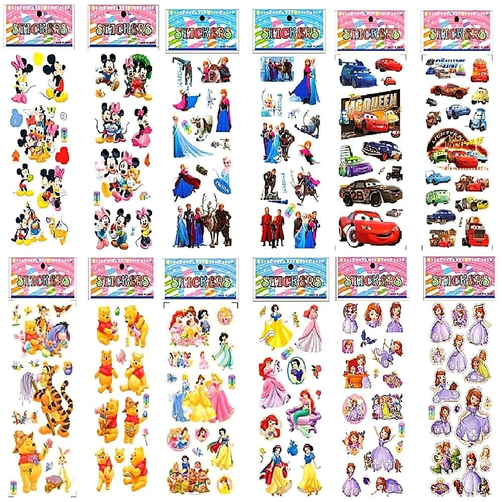 

Disney Frozen random 12pcs 3D Puffy Bulk Stickers Sophia Mickey Minnie Princess Kid Cartoon Waterproof PVC Toy puzzle Sticker