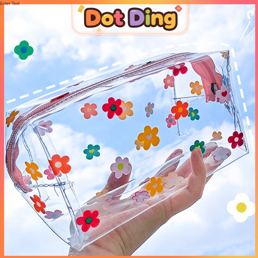 [DOTDING]Tas Kosmetik PVC Transparan Kapasitas Besar Tahan Air Tas Perjalanan Wanita Portable Reslet