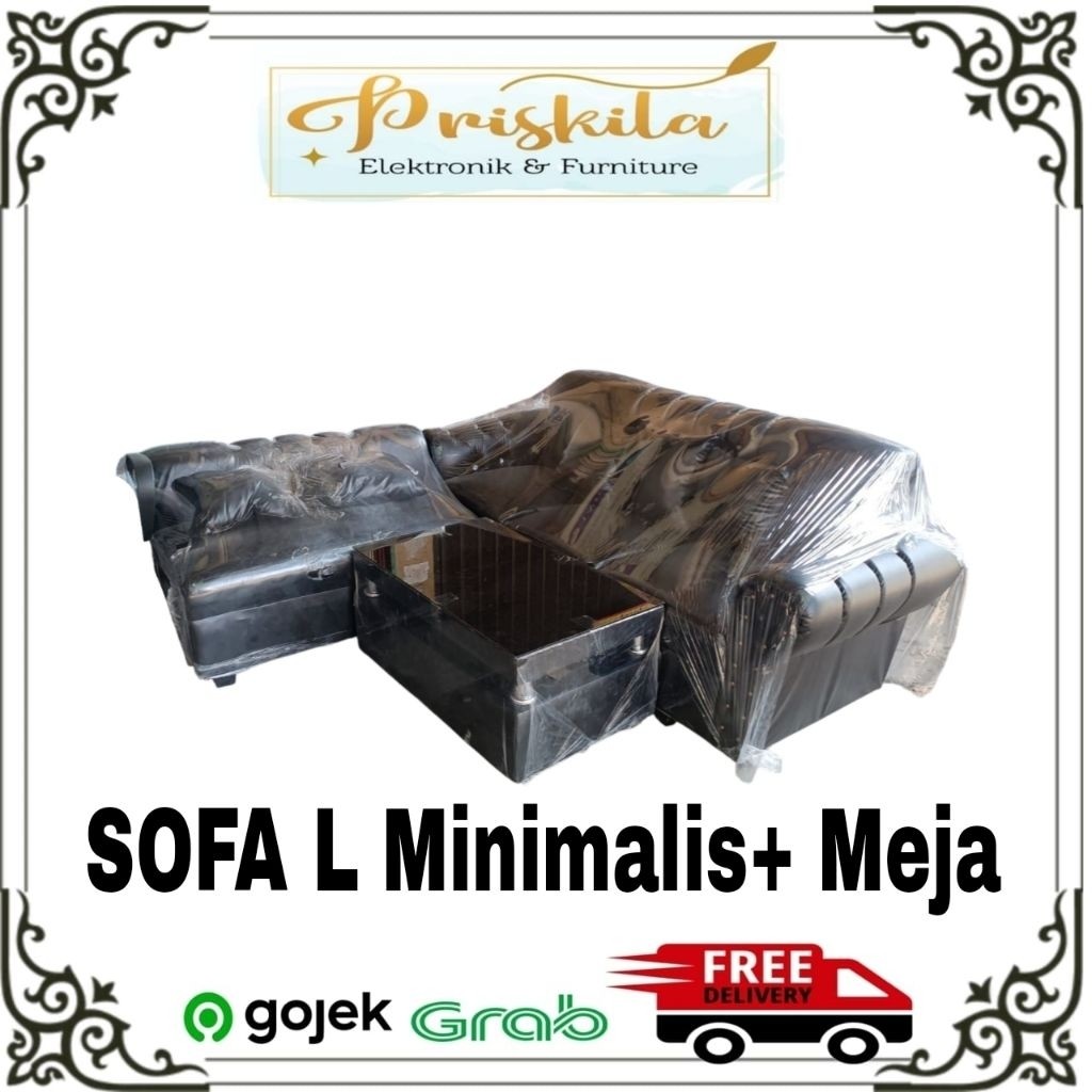 SOFA L Minimalis + Meja / SOFA Palembang / SOFA TERMURAH Berkualitas Palembang