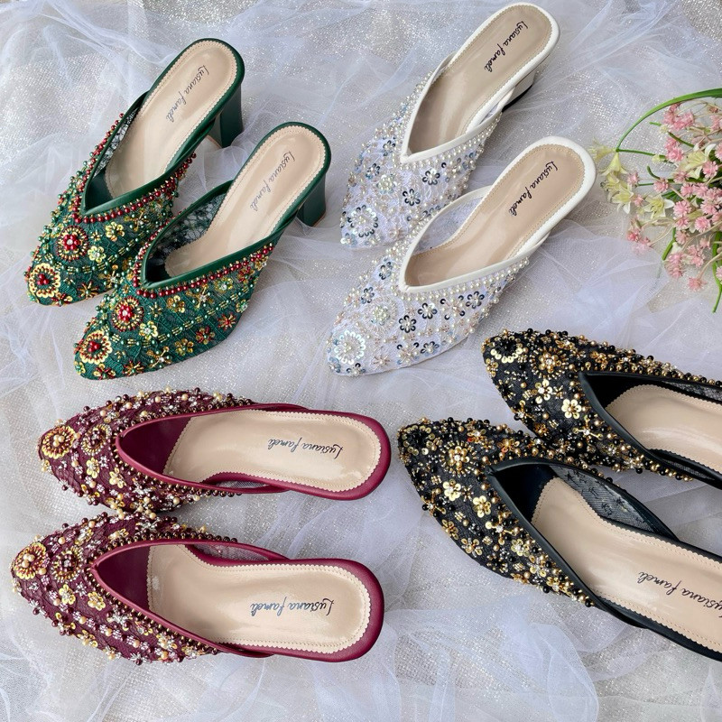 LUSIANA I Sepatu pengantin heels brukat sandal  sepatu custom wedding shoes sandal lamaran sepatu  W