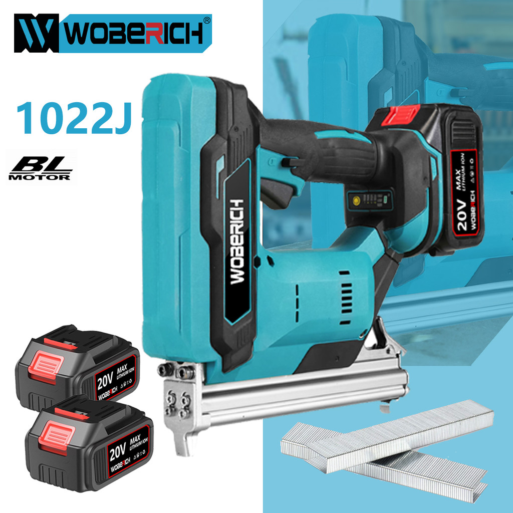 

1022J Brushless Cordless Electric Nail Gun Stapler Nailer Woodworking + 2 SETS Nails Woodworking For Makita 18V battery