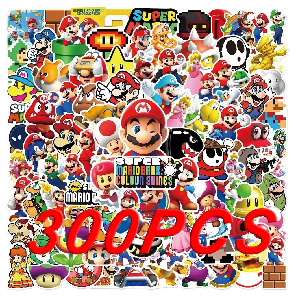 

100/200/300Pcs Cartoon Super Mario Game Stickers Laptop Notebook Scrapbooking Fridge Phone Waterproof Decal Sticker Kids Toys