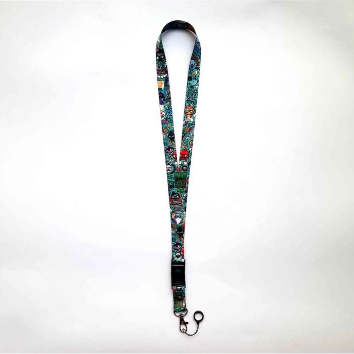 

Promo Lanyard Printing Gantungan ID Card Motif - Doodle Hijau