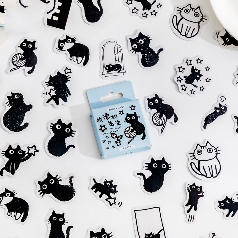 

45PCS Cat Stickers with Cats Children's Stickers Sheet Kids Cute Stickers for Scrapbooking Pack Set Child Black Cat