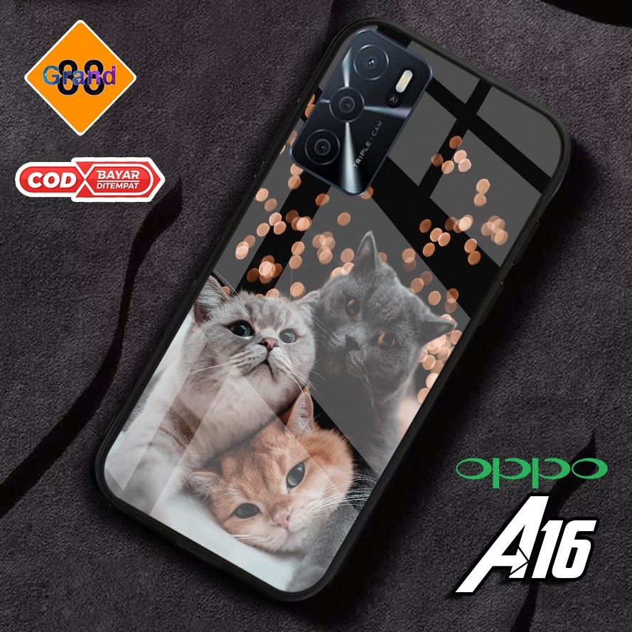 CASE GLOSSY KUCING CASING HP Oppo A16 A5S A15 A15S A3S A1K A54 A95 A74 A53 A7 A11K A5 A9 2020 A12 A3