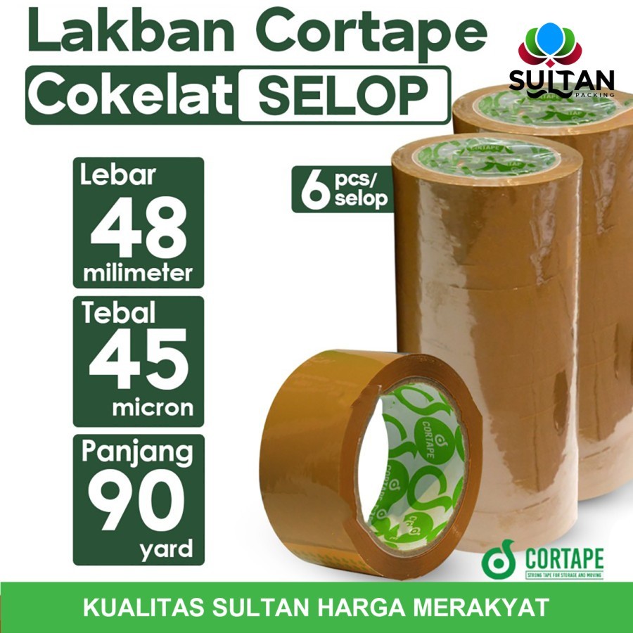 

Lakban Cortape Coklat 48 mm x 90 yard Setara Daimaru 1 Selop