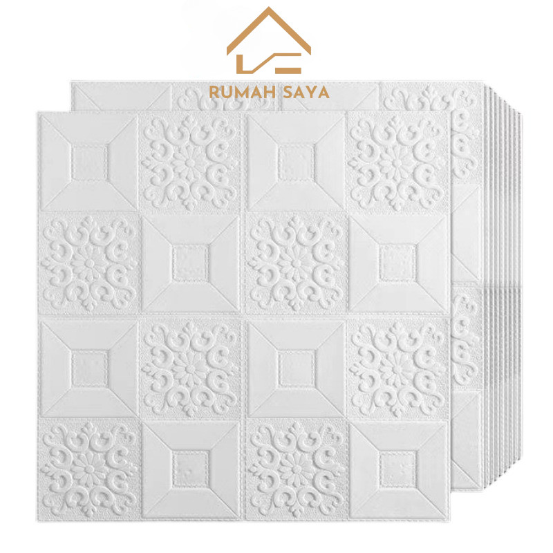 COD Wallpaper Dinding Foam Timbul 3D Bata Classic Motif Batik 70x70cm/Wallpaper Foam 3D Ukuran Wallp