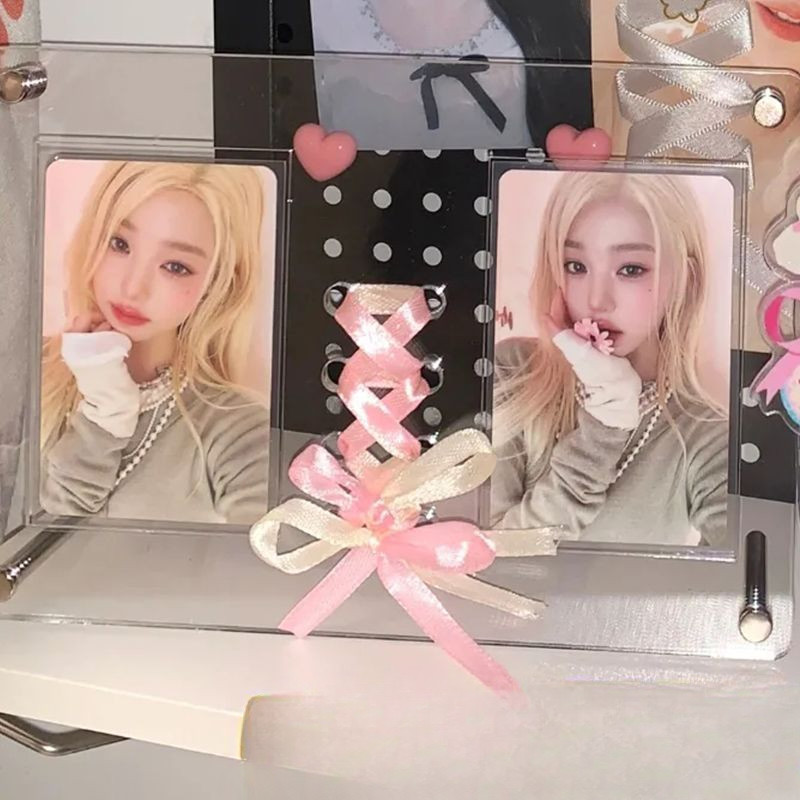 

Ribbon HD Clear Acrylic Frame Mini Photocard Holder Display Stand Brick Japanese Game Card Anime Collection Storing Frames