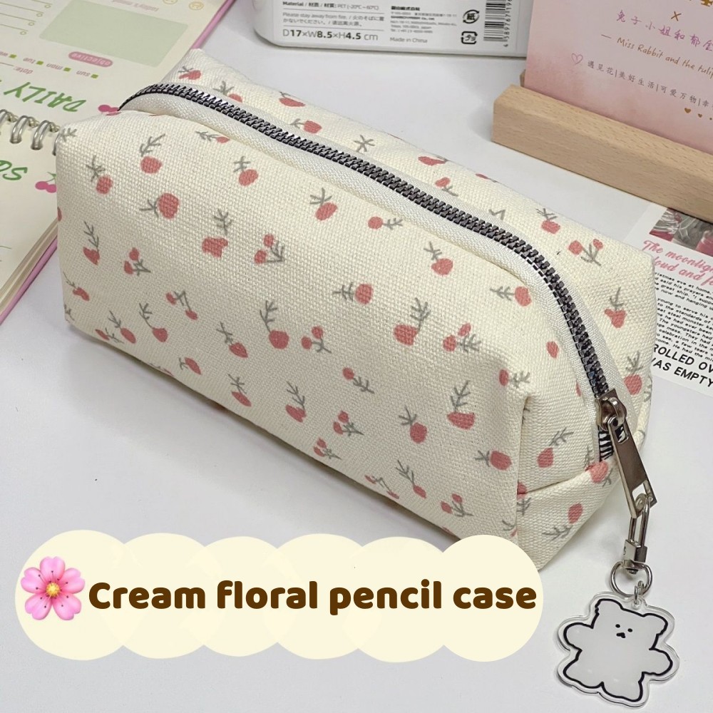 

Small Flowers Floral Pencil Bag High Capacity Fresh Style Pen Bag Aesthetic Storage Bags Pencil Cases School Supplies