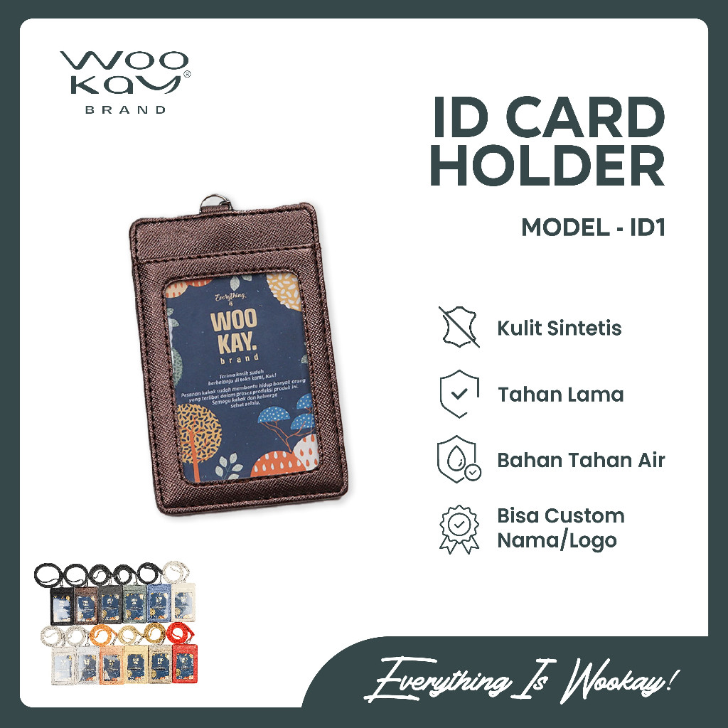 

Sale WOOKAY Tempat Gantungan ID Card Holder Name Tag Kulit Kalung Custom Nama Terlaris