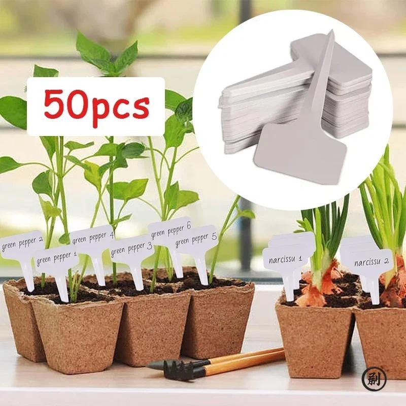 

50pcs T-Type Plant Label Markers Waterproof PVC Garden Plants Classification Sorting Sign Tags Plant Nursery Markers Label
