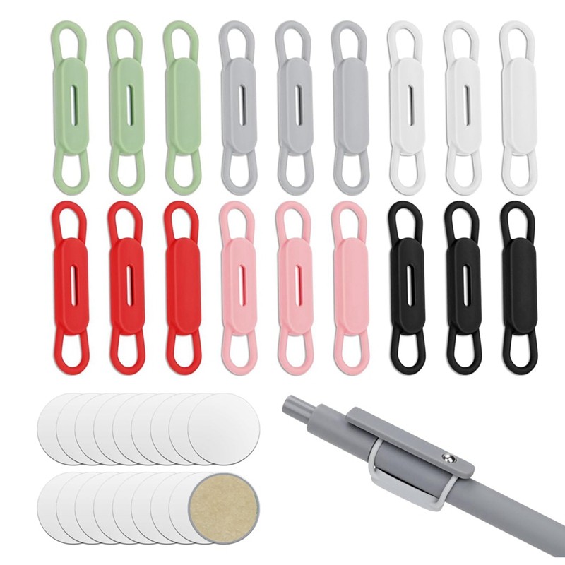 

18Pcs Magnetic Pen Pencil Holder, Adjustable Silicone Magnetic Marker Holder & Stainless Steel Patches Pen Organizer Easy To Use