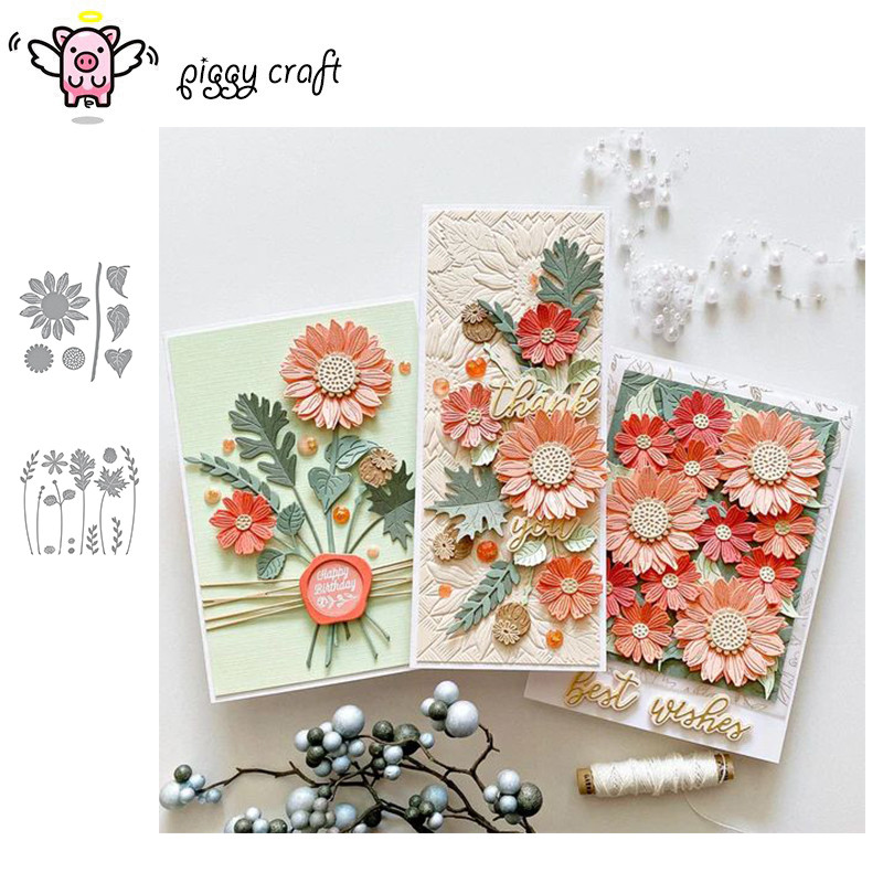 

Piggy Craft metal cutting dies cut die mold Flower leaf decoration Scrapbook paper craft knife mould blade punch stencils dies