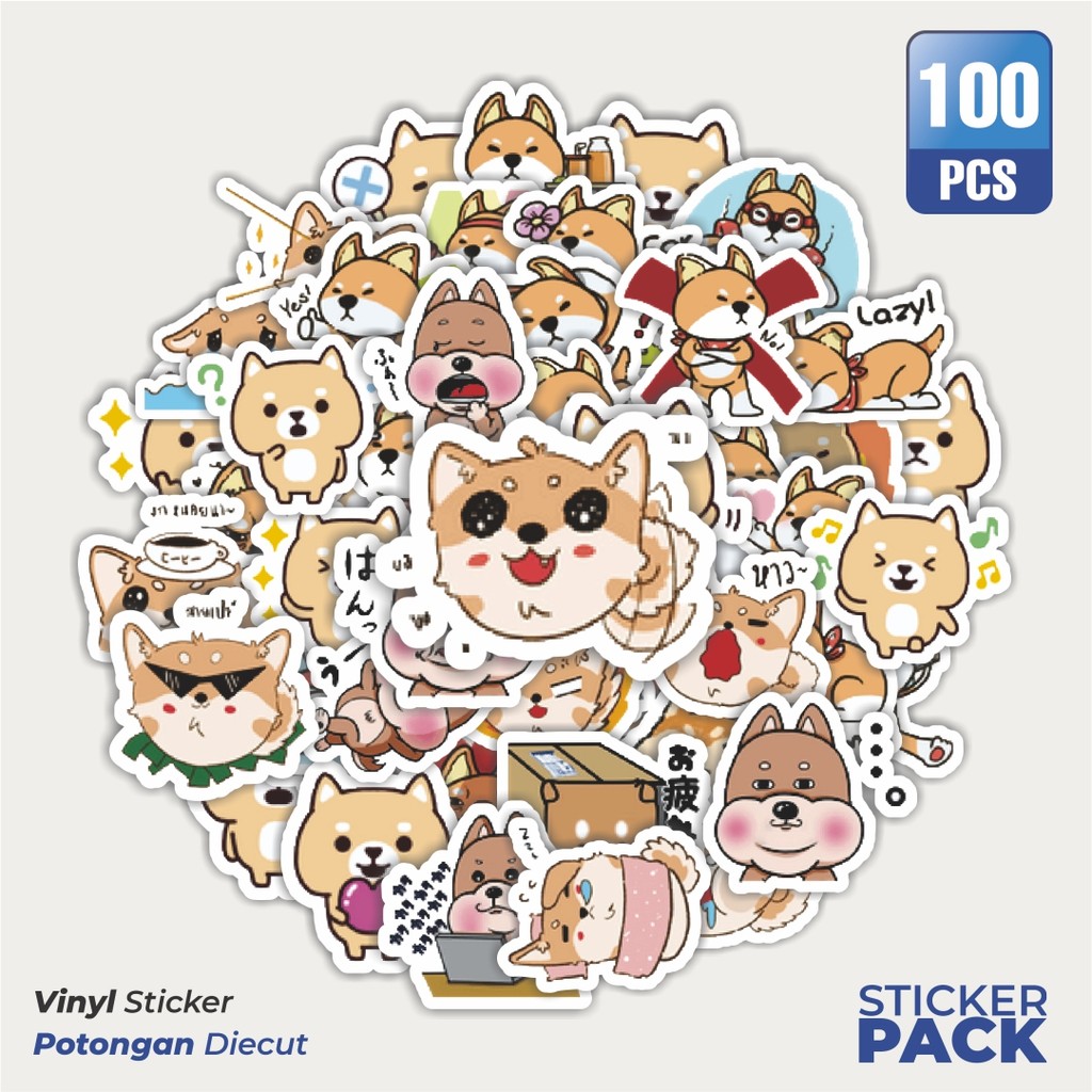 

Super Hemat! 100 PCS Stiker Shiba Inu & Corgi Series Waterproof Aesthetic- Untuk Laptop, Motor, dan Helm - Paper Stationery Pack