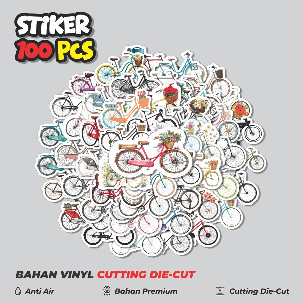 

Terbaru! 50 pcs Stiker Vintage Classic Bicycle [Sepeda Klasik Vintage] Dekorasi Lucu Kreatif untuk Notebook, Skateboard, HP