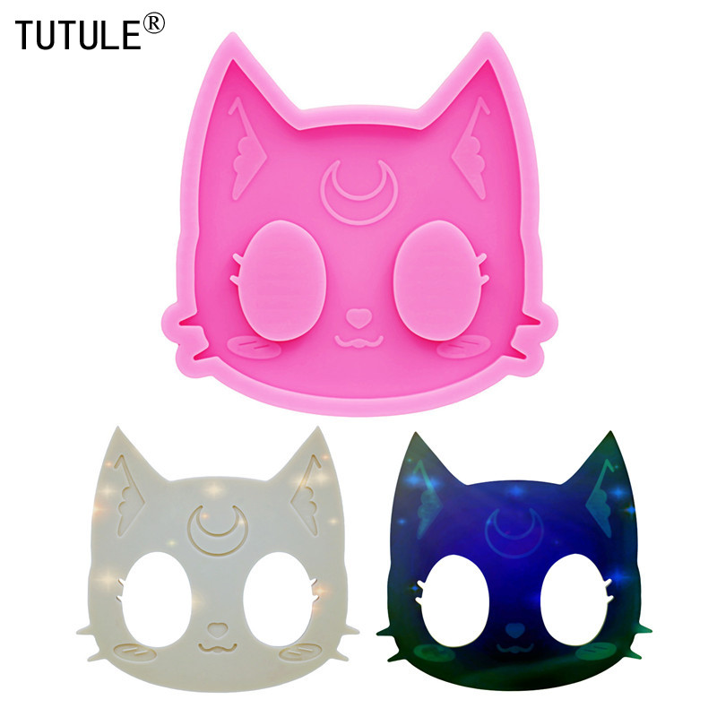 

Shiny Cat head anti-wolf artifact silicone mold DIY Tag Kitty Keychain UV For Resin Polymer Clay Baking Silicone Molds