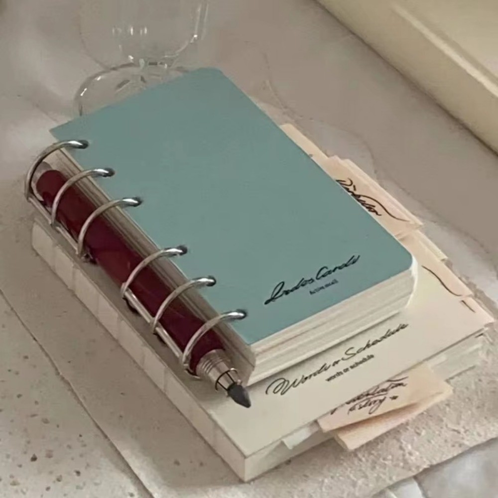 

Simple A7 Loose-leaf Notebook Mini Solid Color Learning Notepad Divider Page Blank Binder Folders Student Supplies