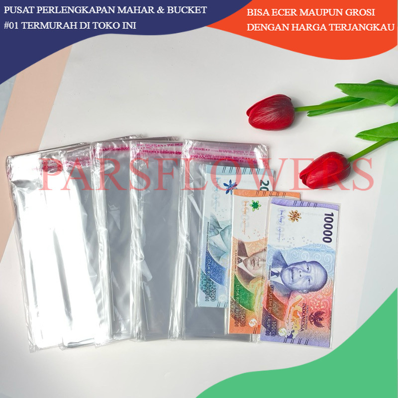 

PARSFLOWERSS PLASTIK OPP (Isi 100 Lembar) PLASTIK OPP UANG BUKET 7 X 15 cm