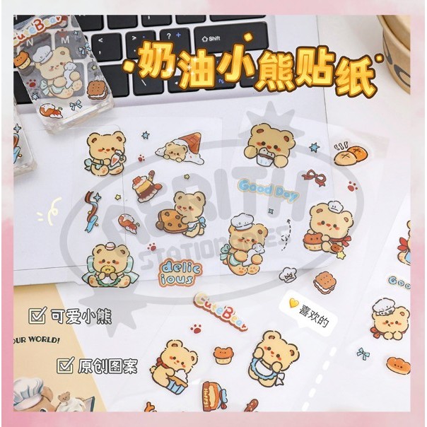 

AERITH STATIONARIES STICKER KARTUN BUTTER BEAR YELLOW MOTIF KARTUN LUCU WATERPROOF A-SK024
