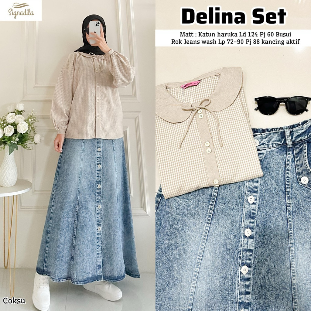 COD= NO CANCEL• Delina Set by Signadila• Setelan Rok Best Sellerer elrumi