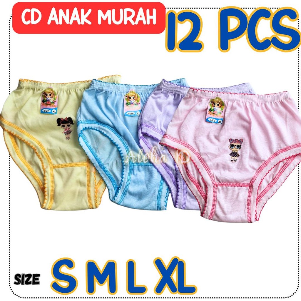 12 PCS CD CELANA DALAM ANAK PEREMPUAN BALITA BAYI PAUD TK SD KATUN