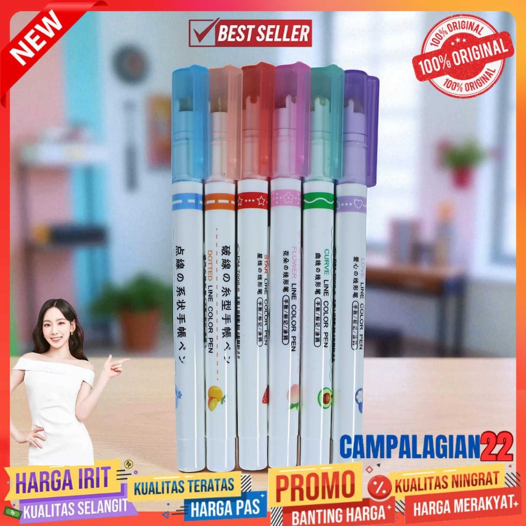 

Xuanxuan Pena Spidol Renda Flower Line Shape Highlighter Pen 6PCS - DM-7006-8