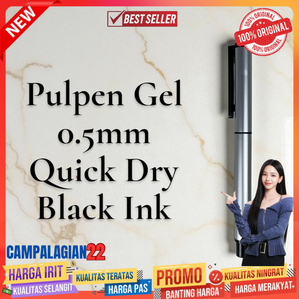 

Kaco Pena Pulpen Gel 0.5mm TUBE Roller Quick Dry Black Ink 1 PCS - K80