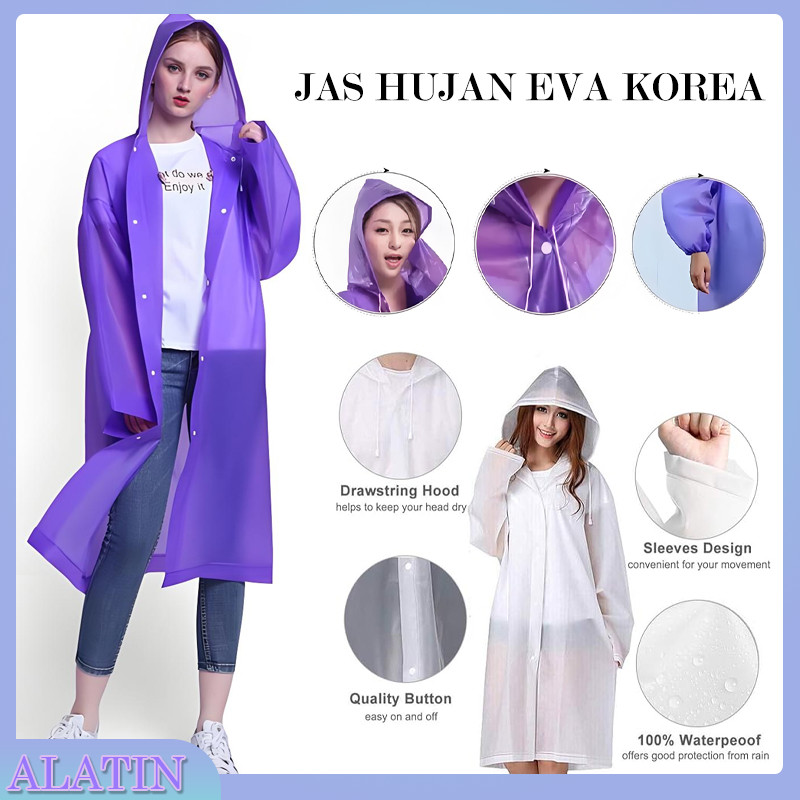 Jas Hujan Mantel Korea Transparan Anti Air / Mantel Dewasa Pria Wanita / Mantol Ponco Terusan Plasti