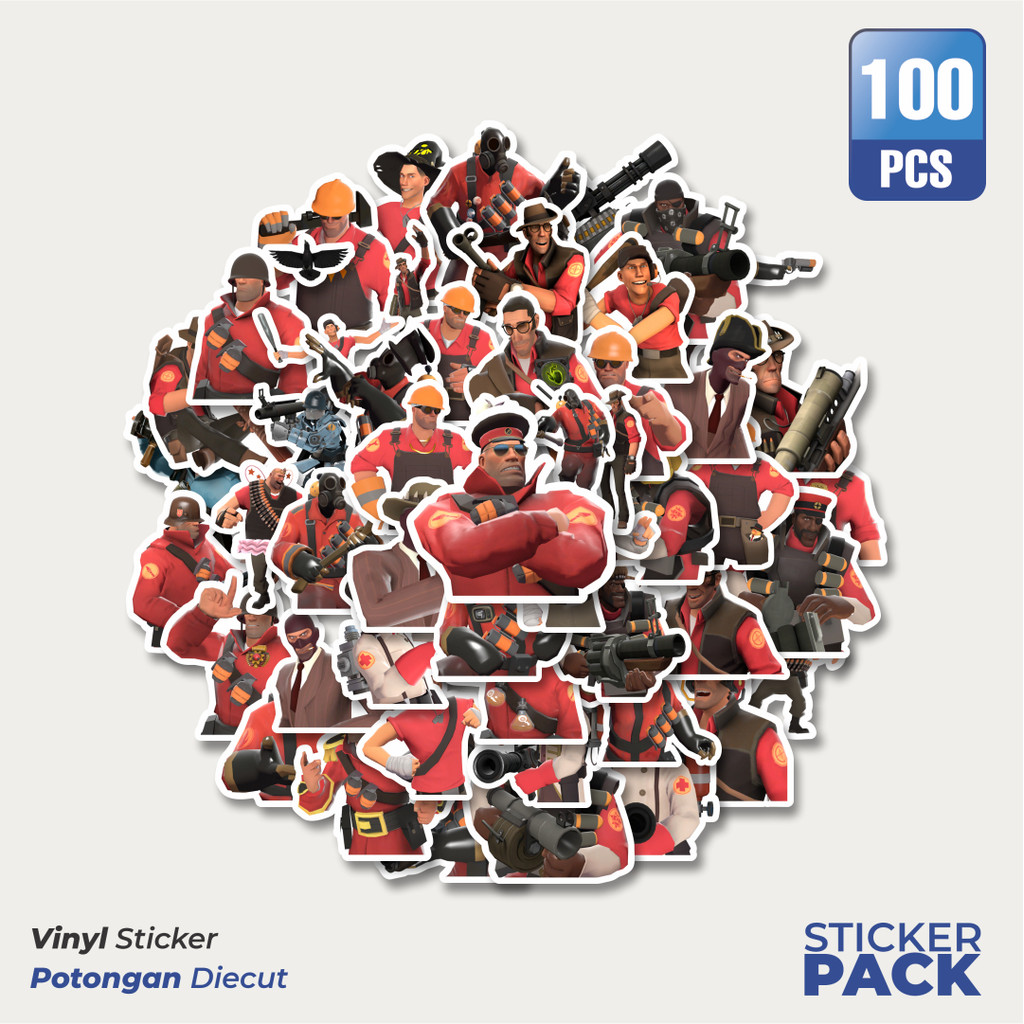 

100 PCS STIKER Stiker Game Series Team Fortres Character V12 Waterproof Aesthetic- Untuk Laptop, Motor, dan Helm - Paper Stationery Pack
