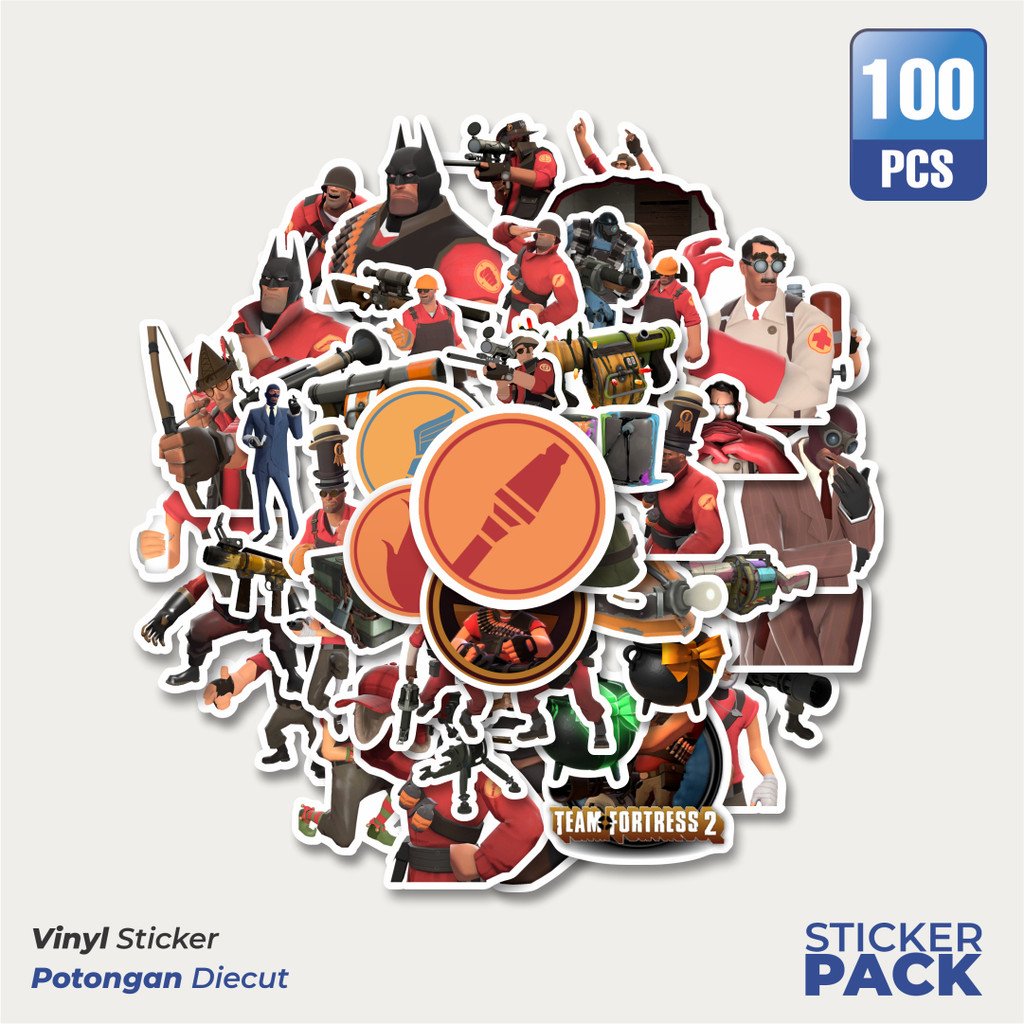 

100 PCS STIKER Stiker Game Series Team Fortres Character V5 Waterproof Aesthetic- Untuk Laptop, Motor, dan Helm - Paper Stationery Pack