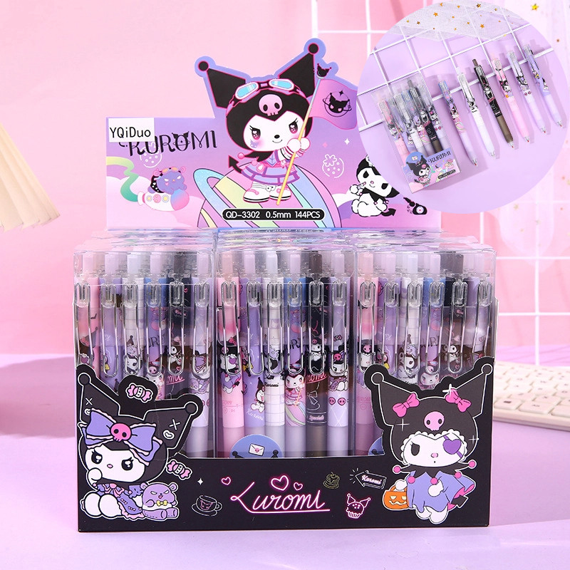 

Sanrio 12pcs Gel Pen 0.5mm Black Cartoon Kuromi St Head Signature Smooth Student Stationery Office Writing Instrumentwholesale