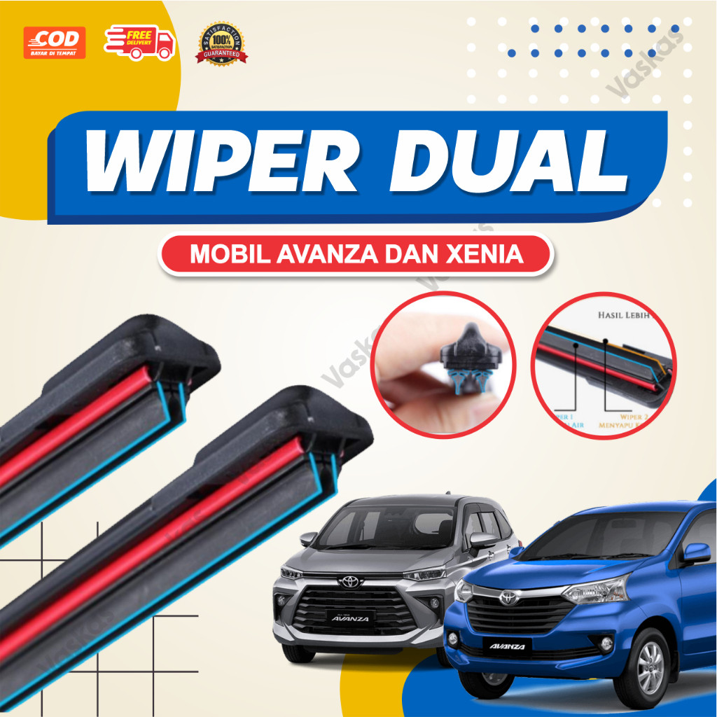BOBUNSHOP  Wiper Mobil Double Karet Dual Karet untuk Avanza dan Xenia Lama dan Baru Bisa