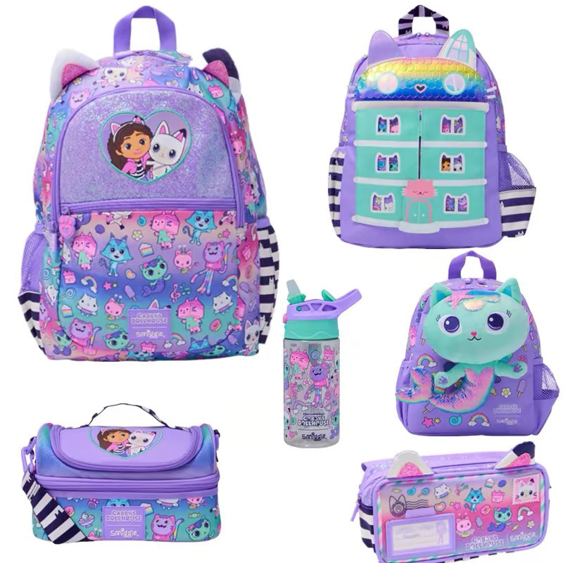 

New Original Australia Smiggle Children Schoolbag Girl Gabby Shoulder Backpack Meal Bag Modeling Bags 14 Inch New Semester Gifts