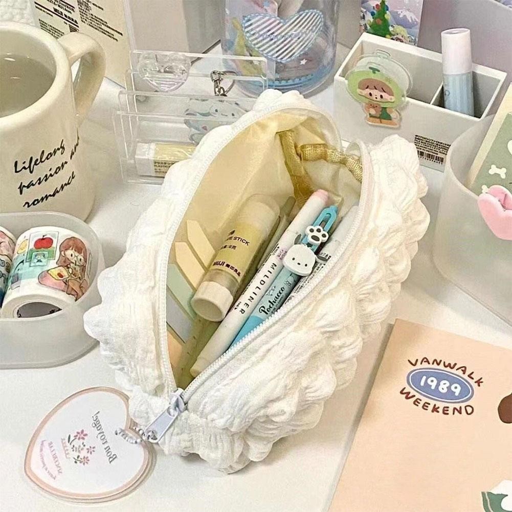 

Korean Cute Puffs Pencil Case Bag Pen Pouch Makeup Eyebrow Organizer Cosmetic Girls Box Stationery for Office Back School Sup